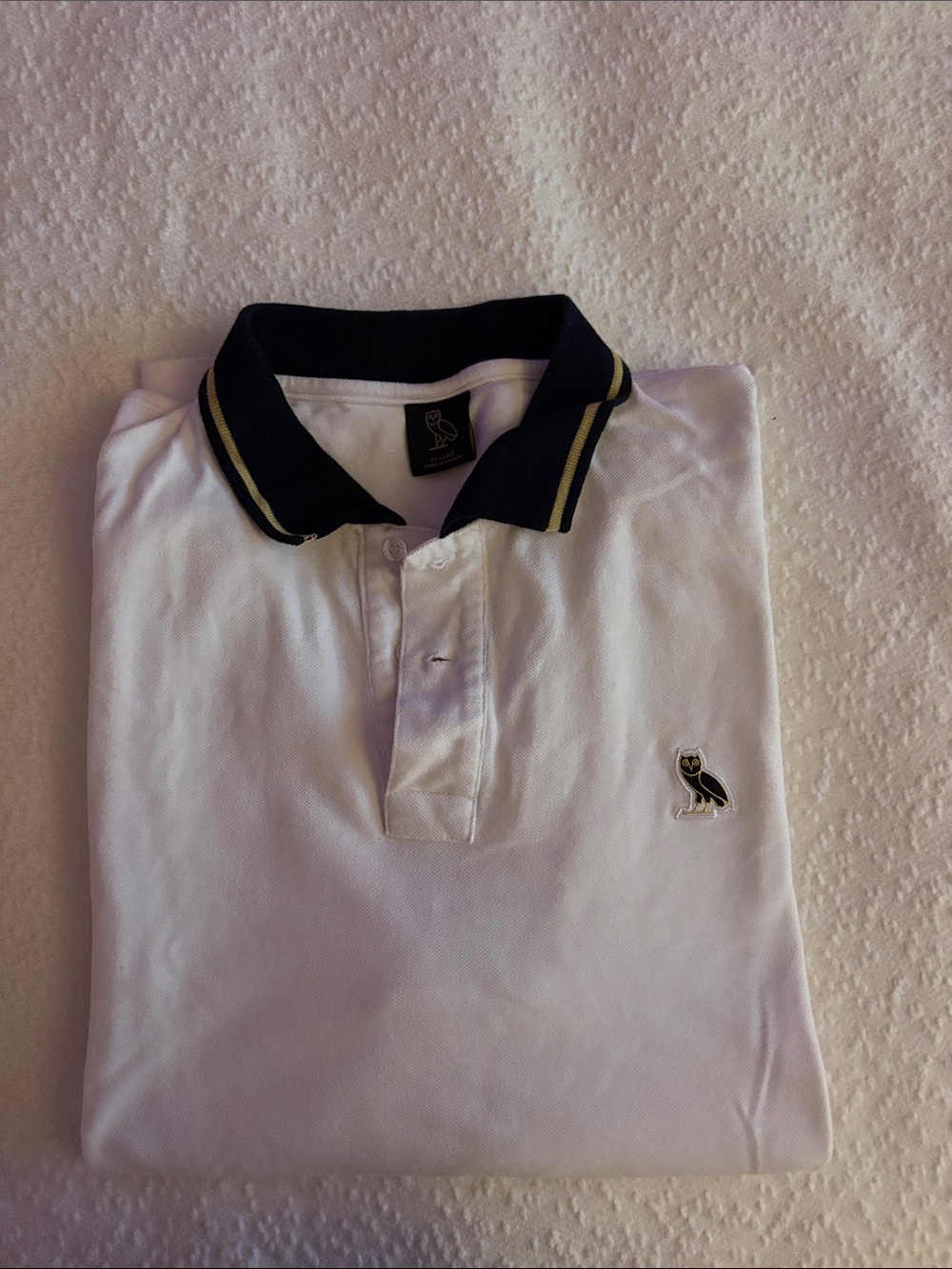 OVO Men's White Polo Shirt with Contrast Collar
